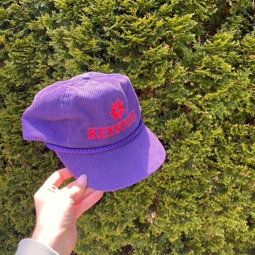Vintage Bump Bonnet‎ Purple Keystone Corduroy Hat